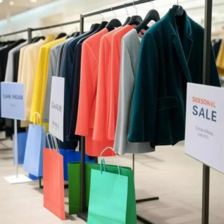 Baner prezentujący sezonową wyprzedaż modową.